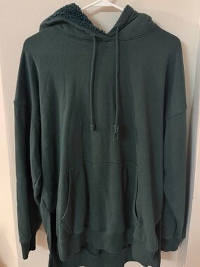 American Eagle Outfitters Dark Green Sherpa-Lined Hoodie